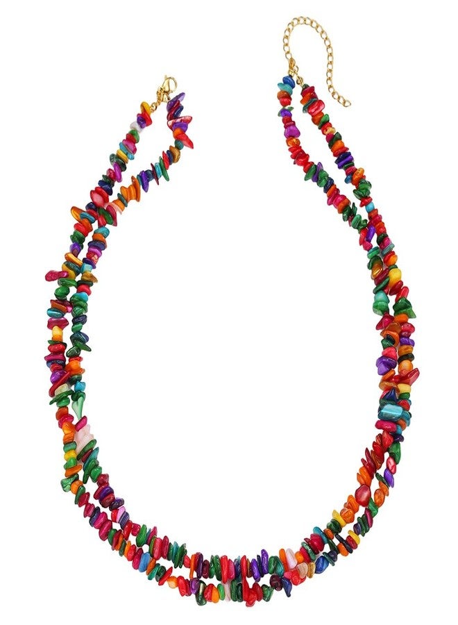 SCRDPRAD Colorful Puka Shell Necklace for Women Handmade Adjustable Natural Cowrie Seashell Necklace Choker Hawaii Summer Beach Holiday Surfer Jewelry-C - Image 1